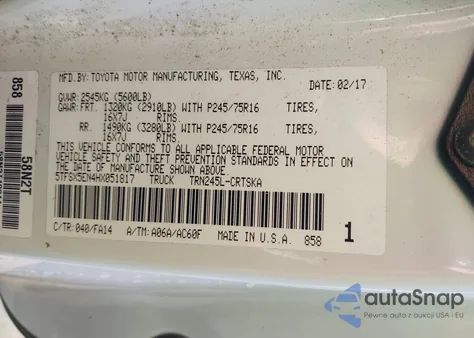 2017 Toyota Tacoma Sr из США, поврежденный, VIN 5TFSX5EN4HX051817